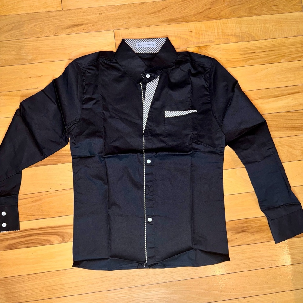 Trendy Men’s Black Button Up Dress Shirt | Medium (Fits Small) | New